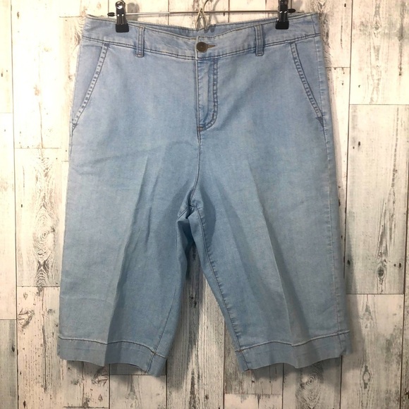 Kim Rogers Light Washed Jean Bermuda Shorts 14 - Picture 1 of 8